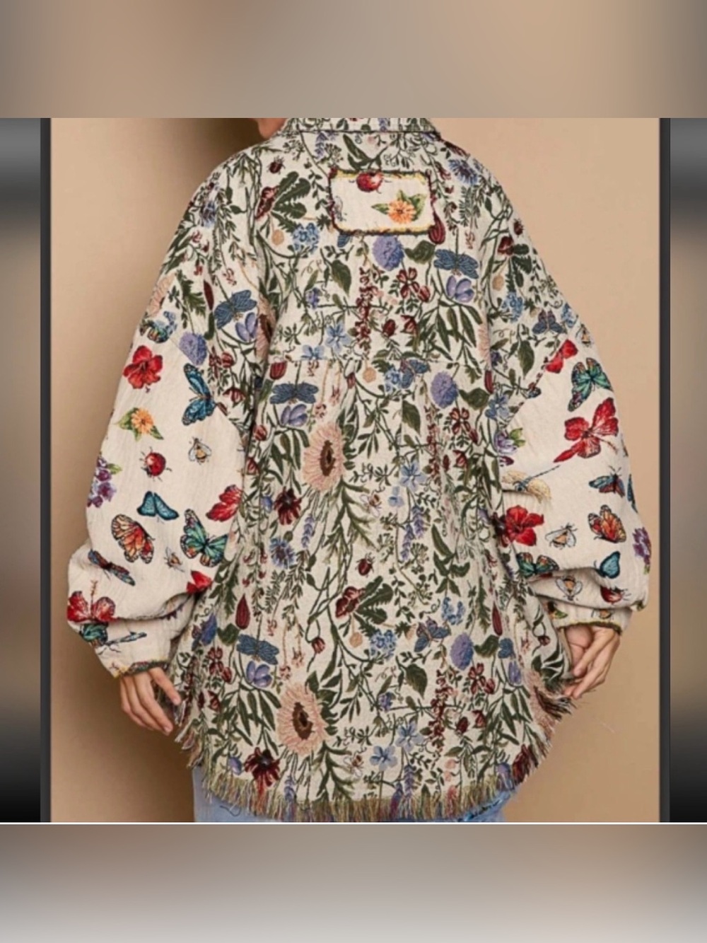The Luana POL Floral Butterfly Oversized Jacket - Picture 3 of 9